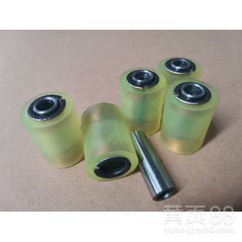 【過度膠輪鍍鉻軸心聚氨酯高耐磨機械配件pu膠輪銅套組裝件】-